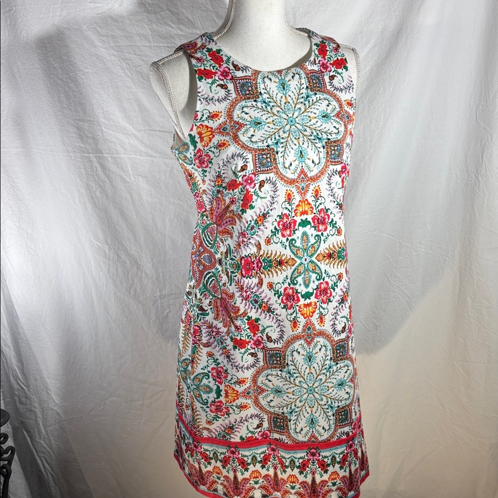 London Times Artsy Colorful Sleeveless Multicolor Patterned  Dress